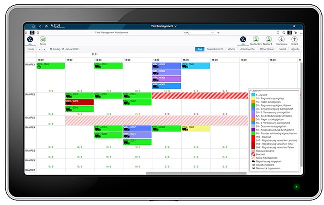 Zeitfenstermanagement mit SAP Yard Management auf Tablet verdeutlicht