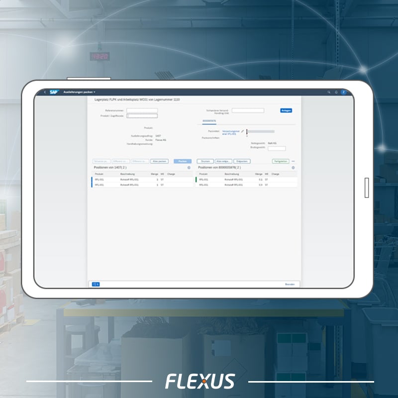 Mobile maintenance with packing tables for goods receipt and goods issue in SAP