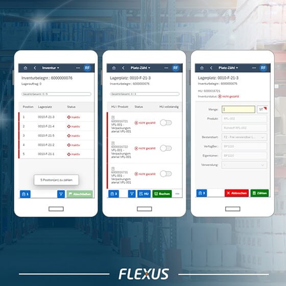Inventurzählung mit der mobilen Lösung der Flexus AG im Extended Warehouse Management (SAP EWM)