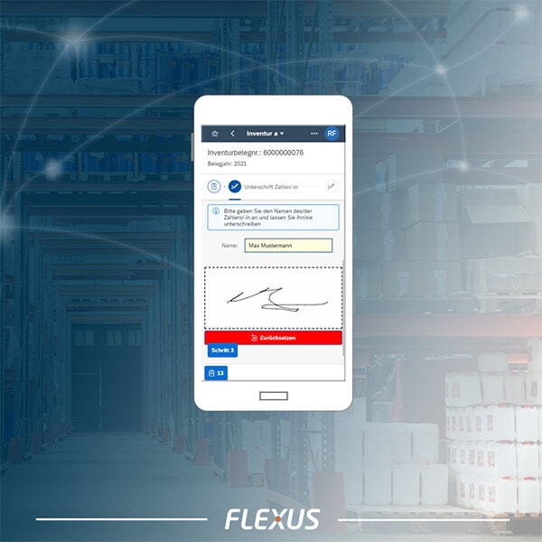 Geführter Abschluss und Unterschrift der Zählung mit der mobilen Lösung der Flexus AG im Extended Warehouse Management (SAP EWM)