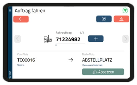 Transportleitsystem für SAP - Staplerdialog Auftrag fahren