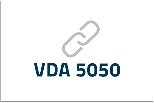 Logo des VDA 5050 Standards, integreert in alle FTS Transportsysteme