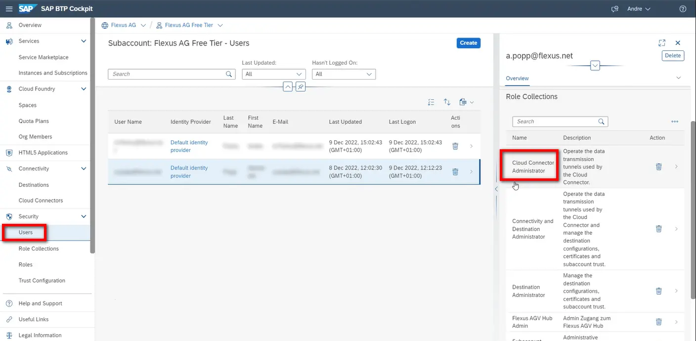 Einrichten des SAP Cloud Connectors-Destination: User Role Collection anlegen - SAP BTP