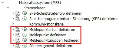 Meldepunkt Customizing