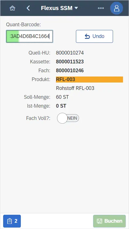 SMS group - Screenshot Dialog: Einlagerung KTL (Teil 1)