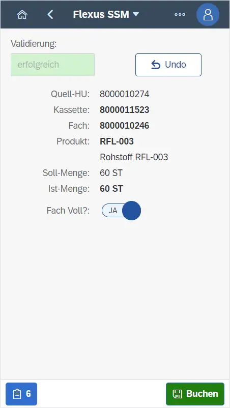 SMS group - Screenshot Dialog: Einlagerung KTL (Teil 2)