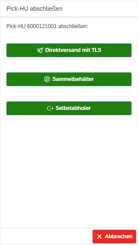 SMS group - Screenshot Dialog: Auslagerung / Picking aus HRL und KTL (Teil 2)