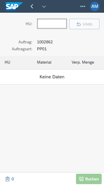 SAP Mobile App HUM: HU zuordnen