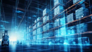 Futuristisches Lagerhaus, das das Cloud-Versprechen von SAP LGM symbolisiert